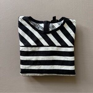 Ann Taylor Textured Jacquard Striped Short Sleeve Top